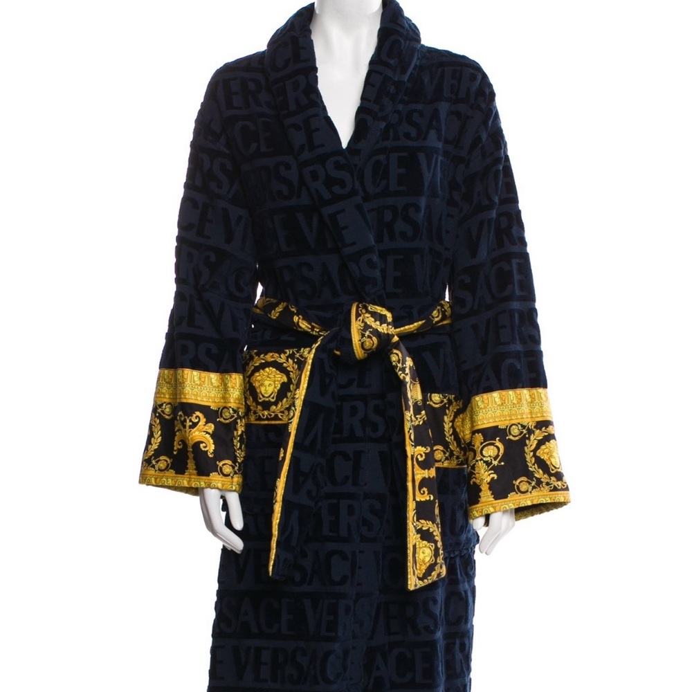 Versace Black and Gold Baroque Robe